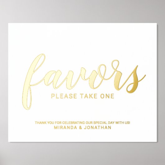 Modern Script Wedding Favors Gold Folie Afdrukken (Voorkant)