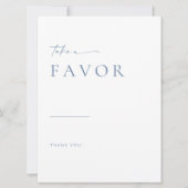 Modern Script Wedding Favors Sign | Blauw (Voorkant)