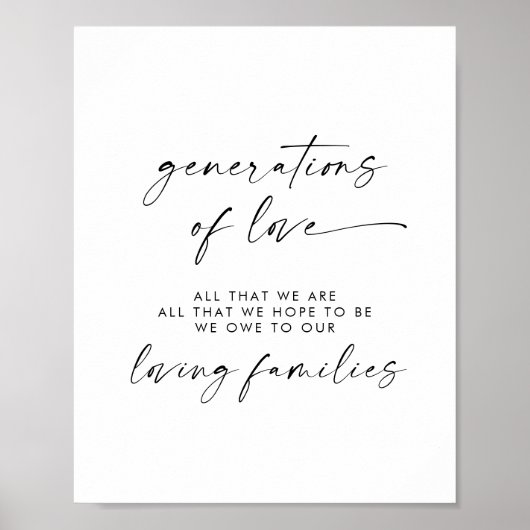 Modern Script Wedding Generations of Love Poster (Voorkant)