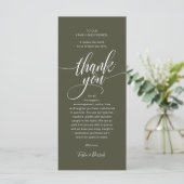 Modern Script Wedding Guest Dinner Dank u kaart (Staand voorkant)