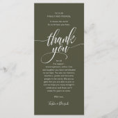 Modern Script Wedding Guest Dinner Dank u kaart (Voorkant)