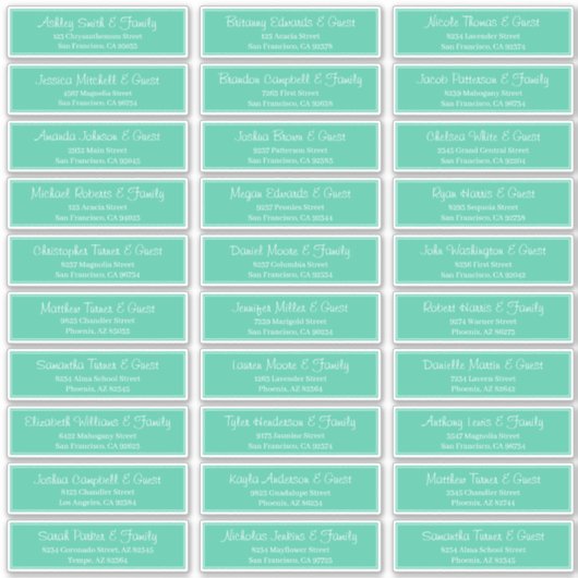 Modern Script Wedding Guest Names Adres Sticker (Voorkant)