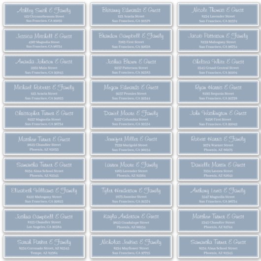 Modern Script Wedding Guest Names Adres Sticker (Voorkant)