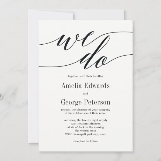 Modern Script Wedding Invitation Kaart (Voorkant)