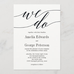 Modern Script Wedding Invitation Kaart