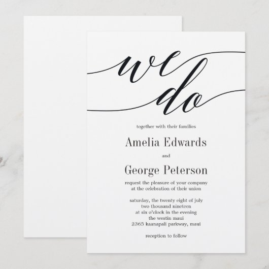 Modern Script Wedding Invitation Kraft Kaart (Voorkant / Achterkant)