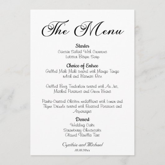 Modern Script Wedding Menu (Voorkant)