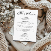 Modern Script Wedding Menu