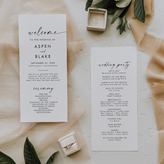 Modern Script Wedding Program Programma