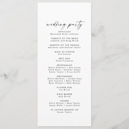 Modern Script Wedding Program Programma (Achterkant)