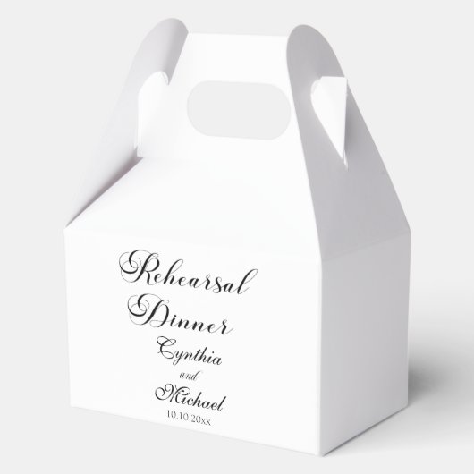 Modern Script Wedding Rehearsal Dinner Bedankdoosjes (Voorkant)