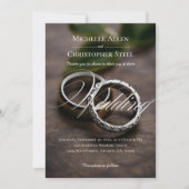 Modern Script Wedding Rings Uitnodiging (Voorkant)