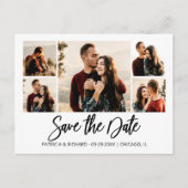 Modern Script Wedding Save the Date Photo Collage Briefkaart (Voorkant)
