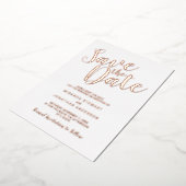 Modern Script Wedding Save the Date Roos Gold Folie Uitnodiging (Gedraaid)