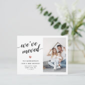 Modern Script We've Moved Rose Gold Photo Moving Aankondigingskaart (Staand voorkant)