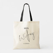 Modern Script Wifey Name Wedding Date Tote Bag (Achterkant)