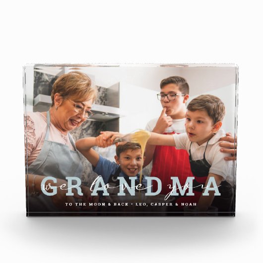 Modern script 'Wij houden van u - oma' Glass Photo Fotoblokken (Voorkant)