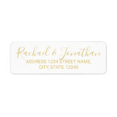 Modern Script Wit en Goud Bruiloft Etiket (Voorkant)