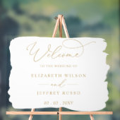 Modern Script Wit Goud Bruiloft Welkomstbord Acryl Bord (Neutraal)