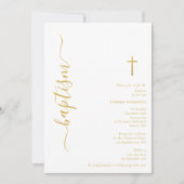 Modern Script Wit & Goud doopdoop Kaart (Voorkant)
