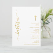 Modern Script Wit & Goud doopdoop Kaart (Staand voorkant)