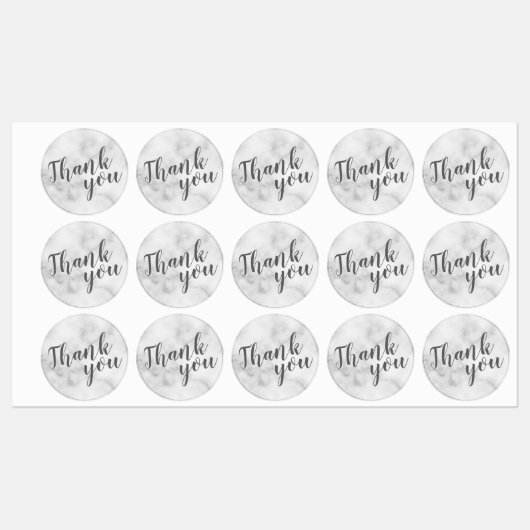 Modern Script Wit Marmeren Bruiloft Dank u Labels (Vel)