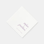 Modern script | Witte en Lavendel bruiloft Servet (Hoek)