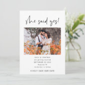 Modern script: ze zei ja foto save the date (Staand voorkant)