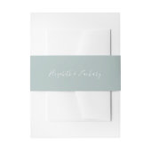 Modern Script Zee Glass Blue Green Wedding Uitnodigingen Wikkel (Voorkant Voorbeeld)
