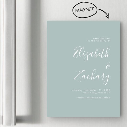 Modern Script Zeeglasgroene Save the Date