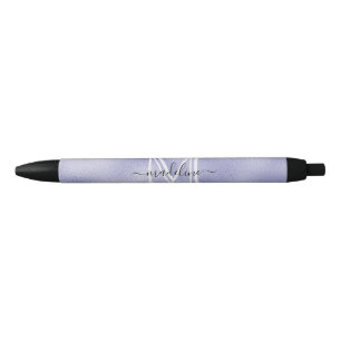 Modern script zeer Peri Paarse Foil Monogram Zwarte Inkt Pen