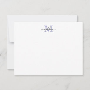 Modern script zeer peri Paarse lavender Monogram Notitiekaartje