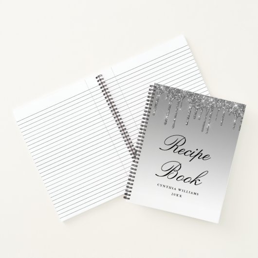 modern script zilveren glitter Recept Boek (Binnen)