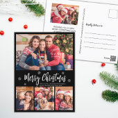 Modern Script Zwart 4 Fotocollage Kerstmis Briefkaart