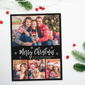 Modern Script Zwart 4 Fotocollage Kerstmis Briefkaart