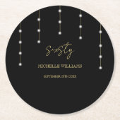 Modern Script Zwart en Goud Party Ronde Kartonnen Onderzetter (Voorkant)