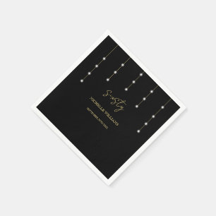 Modern Script Zwart en Goud Party Servet