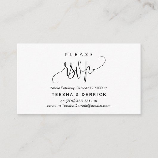 Modern script, zwart font, Party Celebration RSVP Informatiekaartje (Voorkant)
