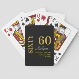 Modern Script Zwart & Goud 60ste verjaardag Pokerkaarten