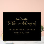 Modern Script Zwart Goud Bruiloft Welkomstbord Acryl Bord (Huwelijk)