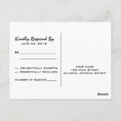 Modern Script Zwart RSVP-Briefkaart Briefkaart (Achterkant)