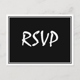Modern Script Zwart RSVP-Briefkaart Briefkaart