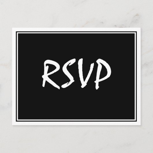 Modern Script Zwart RSVP-Briefkaart Briefkaart (Voorkant)