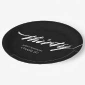 Modern Script Zwart Wit 30ste verjaardag Papieren Bordje (Gekanteld)