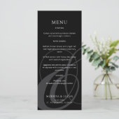 Modern Script Zwart Wit Ampersand Wedding Menu (Staand voorkant)