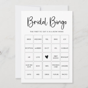 Modern Script Zwart-wit Bingo Game Kaart