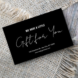 Modern Script Zwart & Wit Cadeaubon Visitekaartje