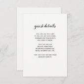 Modern script zwart-wit | Gastinformatie Informatiekaartje (Voorkant / Achterkant)