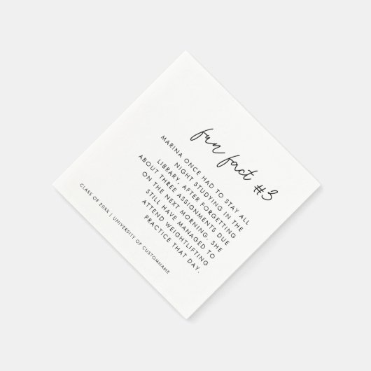 Modern Script Zwart Wit Leuk Feit # 3 Afstuderen Servet (Hoek)