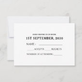 Modern Script Zwart Wit Met Rode Gouden Hart RSVP Kaartje (Voorkant)